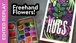 🔴 EDITED REPLAY - Watercolor Flowers on Black Watercolor Paper