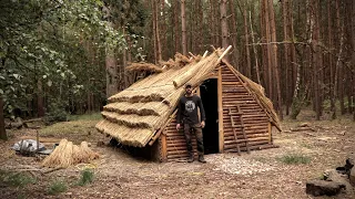 Thatch Roof House: Full Bushcraft Shelter Build with Hand Tools | Saxon House