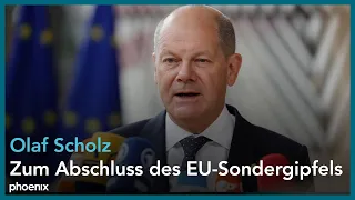 Abschluss des EU-Gipfels: Statements von u.a. Bundeskanzler Scholz zu Ukraine-Hilfen | 18.04.2024