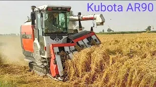 Kubota AR90 combine Harvester field working | made in Japan mini Kubota harvester |import from Japan
