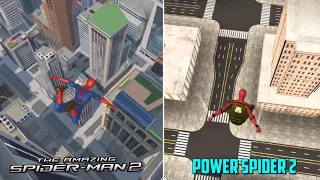Amazing spider man 2 Vs Power spider 2 | web swinging,wall climbing comparison!
