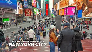 NEW YORK CITY - Manhattan Winter Season, 7th Avenue, Times Square and Broadway, Travel, USA, 4K