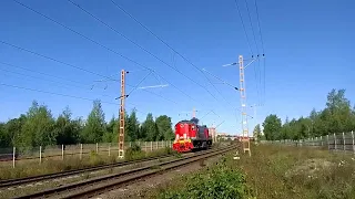 ТЭМ2-3206. Идёт на юг резервом. Брутальный тифон. Коптит. Петрозаводск.