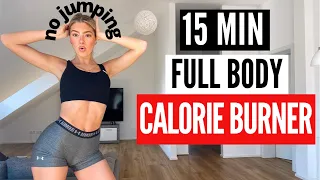 15 MIN. FULL BODY CALORIE BURNER - no jumping/neighbor friendly| high intensity workout | Mary Braun