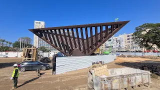 כיכר רבין, תל אביב, הרוסה לקראת בניית תחנת רבין (הקו הירוק) של הרכבת הקלה - תמונת מצב, ינואר 2022