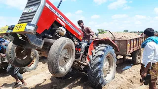 Massey ferguson tractor stuck in mud rescued by mahindra 275di | tractor videos