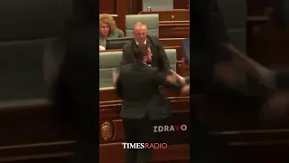 🚨Watch the moment a huge fight breaks out in Kosovo parliament🚨