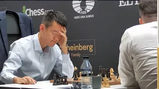 Ding Liren sad after Nepo destroyed him with Black pieces | Round 1 | FIDE Candidates 2022