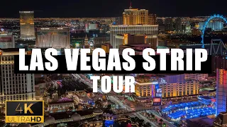 [4K] Las Vegas Strip at Night - Virtual Walking Tour - Treadmill Workout Video 🎧 Atmospheric Sound