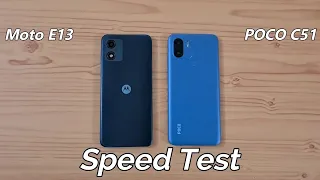 Moto E13 vs POCO C51 Speed Test