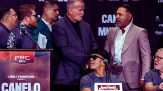 Canelo Alvarez Unleashes Fury: Calls Out Oscar De La Hoya at Press Conference!