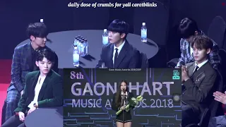 190123 seventeen react to blackpink jennie winning Artist of the Year at 8th Gaon Chart Music Awards