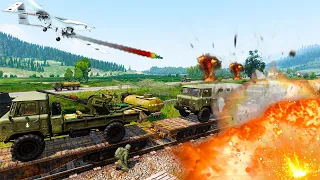 Bayraktar TB2 Drone Totally Destroyed Russian Ammunition & Fuel Convoy & Train | MILSIM ARMA3