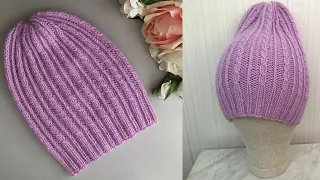 ЛЕГКАЯ , КРАСИВАЯ ЖЕНСКАЯ ШАПОЧКА СПИЦАМИ. ИДЕАЛЬНЫЙ ВАРИАНТ НА ВЕСНУ! KNITTED HAT