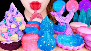 ASMR 바다케이크, 물방울젤리, 인어꼬리, 캔디마시멜로, 보석과자 먹방 EDIBLE MERMAID CAKE, WATER DROP JELLY EATING SOUNDS MUKBANG