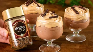 🍫Chocolate dessert with coffee mousse in 5 minutes! ☕Very tasty, I cook it every day!