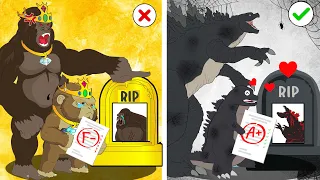 R.I.P Rich vs Poor - POOR BABY GODZILLA vs. KONG LIFE | Sad Story Godzilla Animation Cartoon