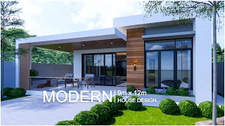 House design idea |  Modern house 9m x 12m (108sqm) | 3Bedrooms