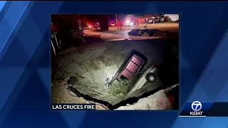 Large sinkhole swallows cars in Las Cruces