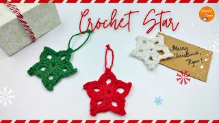 Crochet Star in 5 minutes 🌟 | Quick & Easy Crochet Christmas Ornaments | Crochet Star Gift tags