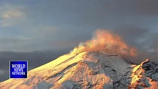 Time-lapse of smoke and ash erupting from Popocatepetl volcano