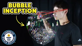 Most soap bubbles blown inside a bubble - Guinness World Records