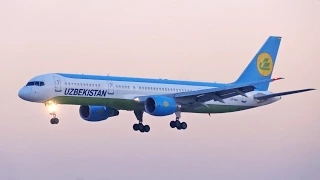 Uzbekistan Airways Boeing 757-200 Evening Arrival at London Heathrow Airport