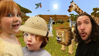 Adley & Niko MINECRAFT SAFARI 🦁 Elephants and Zebras! Animal doctor family, check up routine! Ep.1