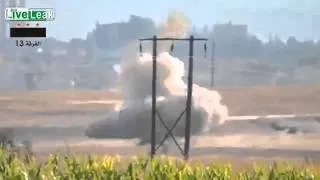 Syrian tank  gets a hit with a TOW ATGM