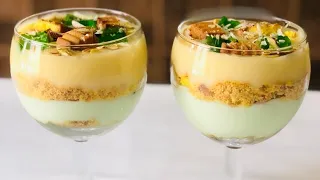 2 flavours Custard Trifle In Glass | Delicious Custard Trifle Recipe in New style | Eid Special