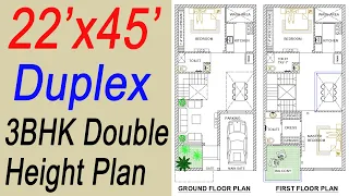 22x45 West Facing House Plans | G+1 | 990 Square Feet House Design | 110 Gaj | 22 by 45 ka Naksha