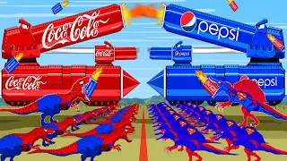 TANK COCA COLA vs TANK PEPSI, DINOSAURS T-REX, INDOMINUS: Who Will Win |Godzilla Animation