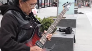 Carlos Santana - Europa, What!!!? Check this cover by an old lady at the street.