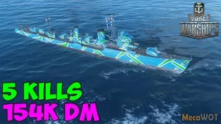 World of WarShips | Hatsuharu | 5 KILLS | 154K Damage - Replay Gameplay 1080p 60 fps