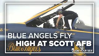 Blue Angels, F-22 demo team fly through Scott Air Force Base Air Show