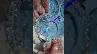 Holographic resin coaster DIY #shorts