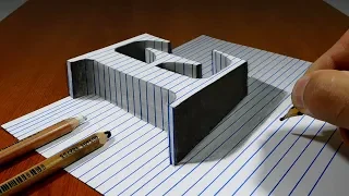 Draw a Letter E on Line Paper   3D Trick Art