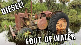 WILL IT START, 1949 John Deere Model R Diesel Tractor! Lost in the Swamp!