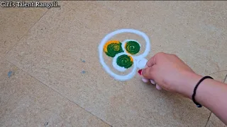 Easy unique modern rangoli♥️🧡 Beautiful Attractive rangoli♥️💛 small rangoli🧡♥️