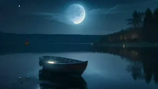 Free video No copyright - The moon and stars shine beautifully on the edge of the lake