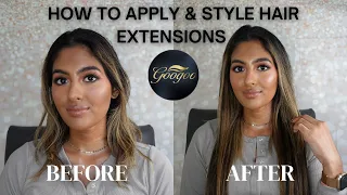 How I Apply & Style Hair Extensions | GooGoo Hair Extensions | Natural Black Balayage | Short Hair