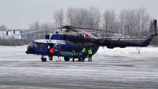 Запуск, руление и взлёт Ми 8мтв-1 (Ra-25798) a/к Газпромавиа