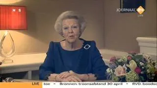 Koningin Beatrix treedt af - Retirement Queen Beatrix The Netherlands Holland Speech 28-01-2013