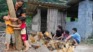 The girl built a super beautiful new chicken coop and enjoyed peaceful days with her children.