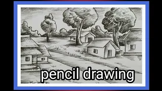 pencil drawing//village scenery drawing //pencil sketch//पेंसिल दृश्यावली चित्रण