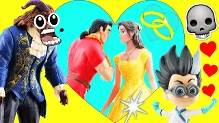 Beauty and The Beast Movie Belle & Beast Get Married! Moana, Maui, PJ Masks & Gaston attend!