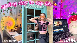 PRODUCTIVE SPRING DAY IN MY LIFE | thrifting, online school, working out, cleansing crystals + more!