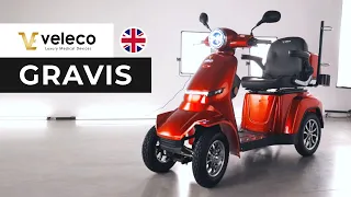 Veleco GRAVIS – heavy duty 4-wheeled mobility scooter with full LED lights for rough terrain riding