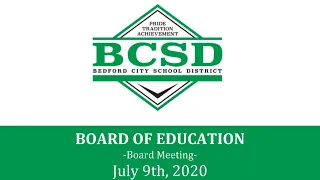 BCSD Board of Education Meeting 7/9/20