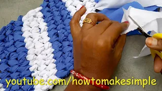 how to make simple door mat at home | DIY Weaving RagRug/Carpet | Double knotted mat/Tapete/Paydan